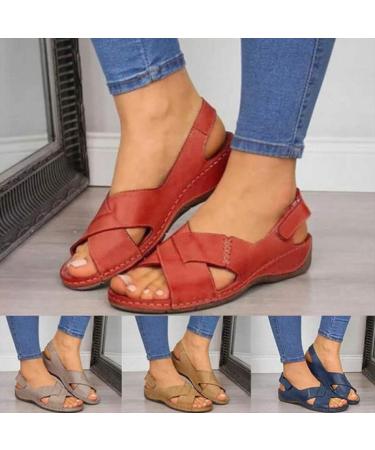 Premium Women's Fashion Flat Sandals - Comfortable Orthopedic Foot Vault Support for Summer Hiking & Beach - Roman Style Brown Size 40 (EU 41) - Buy Online on GoSupps.com