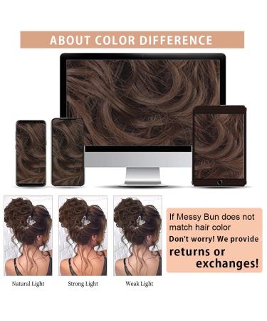 Deethens Messy Hair Bun Scrunchie - Curly Updo Ponytail Chignon Hairpiece in Medium Chestnut Brown - Buy Online on GoSupps.com