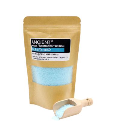 Shakra Health Sleepy Head Natural Sea Salt and Pure Essential Oils. Soothing Aromatherapy Bath Salt Deep Soak Muscle Relief Potion: 350g Resealable Bag - Lavender and Marjoram