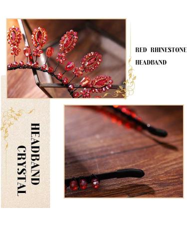 Flayem Red Crystal Headband Rhinestone Hairband Red Beads Hairhoop Party Costume Christmas Hair Accessories for Women and Girls - Buy Online on GoSupps.com