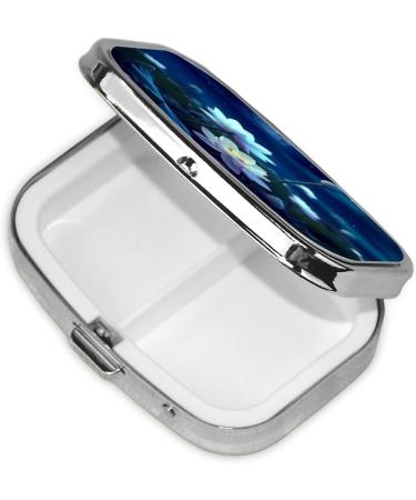 Night Lotus Flowers Printed Square Pill Box | Portable Travel Medicine Organizer | Shop Now for International Shipping - Buy Online on GoSupps.com