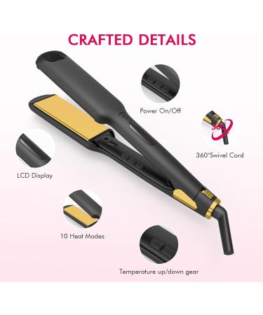 JYD Pro Flat Iron Hair Straightener & Curler 2-in-1 | Nano Titanium 10 Adjustable Temps for Professional Styling - Buy Online on GoSupps.com