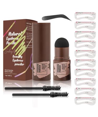 Eyebrow Powder Stick Eyebrow Stamp One Step Eyebrow Stamp Shaping Kit Long Lasting Eyebrow Makeup Eyebrow Powder Tool Set (black)