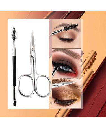 Premium Eyebrow Scissors & Brush Set - Stainless Steel Curved Scissors for Perfect Eyebrow and Eyelash Shaping - International Shipping Available - Buy Online on GoSupps.com