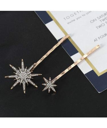 Numblartd Vintage Rhinestone Hair Clip Bobby Pins - Moon Snowflake Star Design for Women - Alloy Barrettes Hair Accessories - Buy Online on GoSupps.com