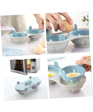LABRIMP 1pc Microwave Egg Steamer Steamed Egg Cup Mini Egg Cooker Steamed Egg Box Steamed Egg Bowl Two Grids - Buy Online on GoSupps.com