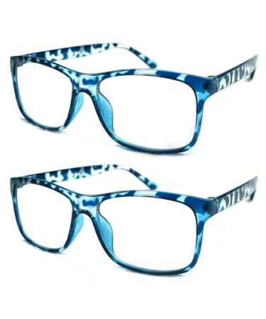 TWINKLE TWINKLE Big Lens Simple Plain Colourful Reading Glasses/Comfort Designed R140 (2 Pairs Tortoiseshell Blue 2.50 Magnification) 2 X Tort Blue +2.50 / +250