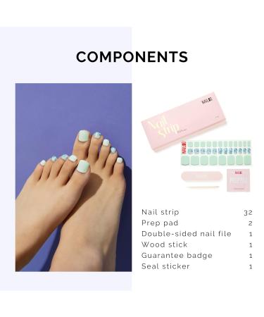 Shop Nailog Semi Cured Gel Nail Strips - Glossy Summer Breeze Toenail Polish Wraps (32 Pcs) - Perfect for At-Home Pedicures - Buy Online on GoSupps.com