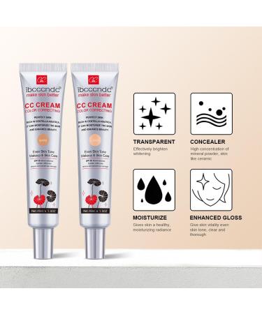 CC Cream Color Correcting Color Correcting CC Cream with Centella Asiatica and With SPF 25 Coverage Lightweight Foundation Boost Radiance Even Skin Tone Avoid Sun Damage (#1-Dark) - Buy Online on GoSupps.com