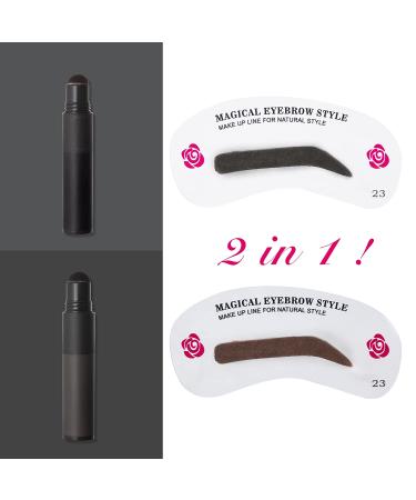 ESPOCE Eyebrow Stamp Stencil Kit - 2-in-1 Black and Black Brown, Waterproof & Long Lasting Brow Stamp with 24 Stencils, Brush, and Razor - Upgrade Design - Buy Online on GoSupps.com