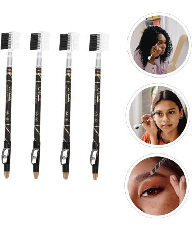 FRCOLOR 4pcs Two-in-one Eyebrow Pencil Eyebrow Pen Eyebrow Pens Black Makeup Tools Woman Brush Girl - Buy Online on GoSupps.com
