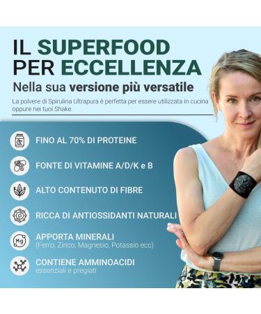  Ethos ETHOS Spirulina Powder 100g - Pure Spirulina algae powder produced and packaged in Italy natural superfood for creative cooking vegan supplement rich in phycocyanin and protein free from - Buy Online on GoSupps.com