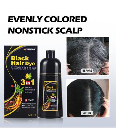 COSMTEK MEIDU Black Hair Dye Shampoo | 3-in-1 Semi-Permanent Hair Color for Women & Men | Herbal Ingredients | 100% Grey Coverage | 17.6 Fl oz - Buy Online on GoSupps.com