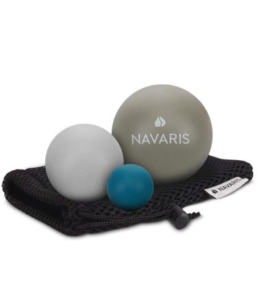 Navaris massage ball set of 3 fascia massage - self-massage rubber fascia ball lacrosse ball trigger point - foot roller trigger points
