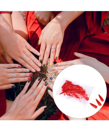 dijiusidy 1 Set Press on Nails Almond Fingernails Stick Solid Color Full Cover Art Decals Salon Supplies DIY Decorations No.6 red - Buy Online on GoSupps.com