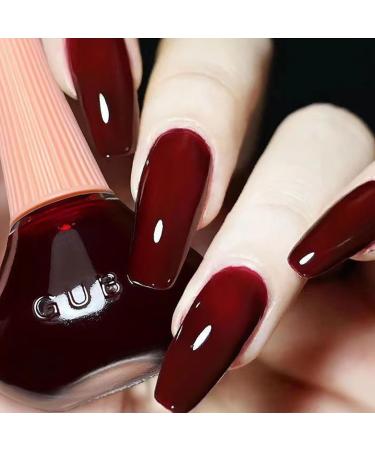 EONFAVE Red Nail Polish - Wine Red Nail Varnish - Long Lasting Chip Resistant & Quick Drying Nail Polish for DIY Nail Art Manicure at Home - No Need Cured