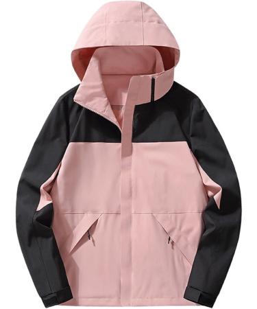 oelaio Waterproof Winter Coat Women's Long Raincoat with Hood Outdoor Lightweight Windbreaker Rain Jacket Waterproof Pink Small - Buy Online on GoSupps.com