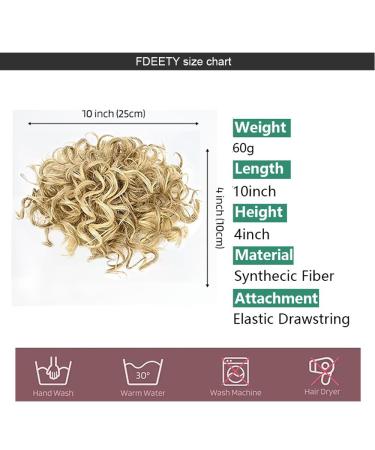 Dirty Messy Bun Short Curly Ponytail Extension | Synthetic Hair Scrunchy Big Bun with Clip - Gold - Buy Online on GoSupps.com