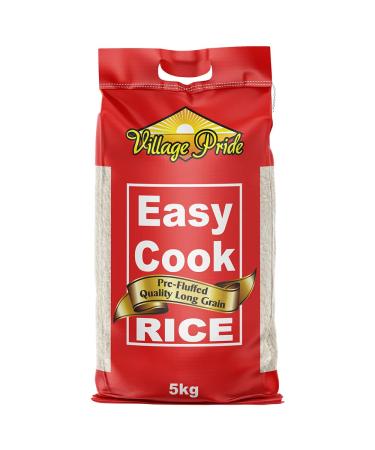 Village Pride Easy Cook Rice - 5kg Bag of Premium Quality Pre-fluffed and Long-Grain Rice for Quick Aromatic and Versatile Rice Dishes - Buy Online on GoSupps.com
