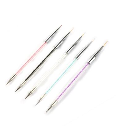 Sonew 5 pieces nail art dotting tools crystal dotting line pen dot painting tool nail art pen manicure tools kit for DIY