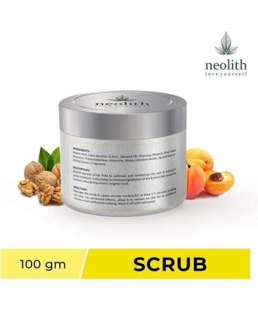  Neolith Neolith Apricot Kernel Facial Scrub with Vitamin E and Almond Oil (100g) for Skin Detox Gentle Exfoliation and Tan Removal | Eliminates whiteheads and blackheads brightens skin and removes excess sebum - Buy Online on GoSupps.com