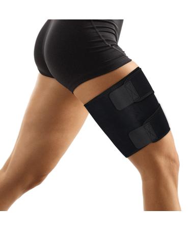 supregear Thigh Wraps Adjustable Neoprene Hamstring Brace Support for Quadriceps Sprains Strains Pulled Muscles Sports Injury for Women Men Black M Black M