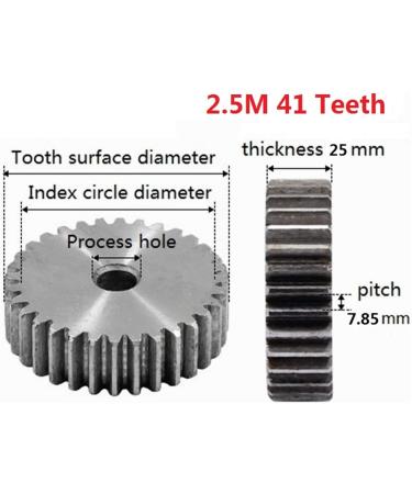 MKSIWSA Industrial 2.5m Spur Gear - 41 Teeth Mod 2.5 Rack - Durable 45 Steel Pinion for Global Shipping - Buy Online on GoSupps.com