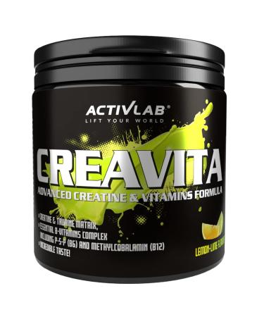 Activlab Creavita 300g |30 portions |Lemon lime taste |Creatine Taurin B-Vitamine |Increase in fuel |Powder |3x tested in the laboratory |Matrix for bodybuilding |Incl. Mass cup lemon limette 30 portions (1 Pack)