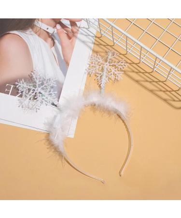 HAICN 2Pieces Snowflake Headband Cute Christmas Feather Snowflake Head Boppers White Christmas Party Headband Snowflake Hair Accessories for Xmas Party Women - Buy Online on GoSupps.com