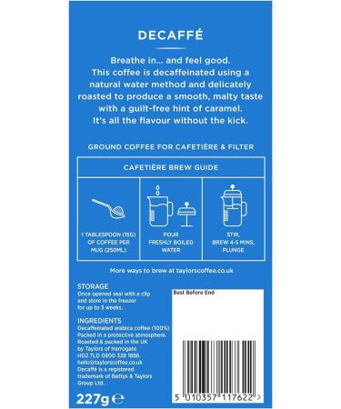 Taylors Of Harrogate Decaffeinated Ground Coffee 227g - Buy Online on GoSupps.com