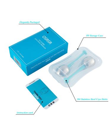 Ice Globes Cryo Sticks - Unbreakable Stainless Steel Facial Massage Tools for Skincare | Cold Roller Gift for Women & Moms - Blue - Buy Online on GoSupps.com