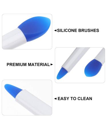 20 Pcs Silicone Lip Brush Set - Double-Sided Lipstick Applicator & Facial Mud Brush for Smooth Fuller Lips - White & Blue - Buy Online on GoSupps.com