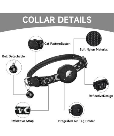 JARDILIFE 2-Pack Airtag Cat Collar Refective Collar for Cat with Safety Buckle and Waterproof Air Tag Holder Cat Airtag Collar Compatible with Apple Airtag for Kittens and Puppies-Black&Black - Buy Online on GoSupps.com