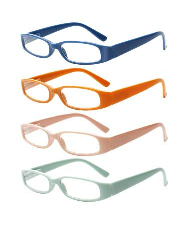 Cojwis 4 Pack women reading glasses fashion spring hinge readers with patterns print glasses for women (4 color mix-3 2.75 x) 4 color mix-3 2.75 x