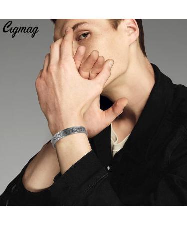 Cigmag 9X Copper Magnetic Bracelet for Men - Ultra Strength Magnet, 99% Solid Copper Cuff Bangle - Adjustable Brazaletes with Gift Box - Grey Tree of Life Design - Perfect for Father's Day & Birthday - Buy Online on GoSupps.com