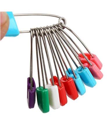 Baby bells 120 Pcs Diaper Pins - Sturdy, Stainless Steel Diaper Nappy Pins with Safe Locking Closures - Use for Special Events, Crafts or Colorful Laundry Pins