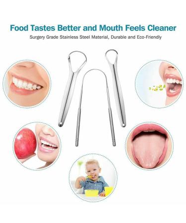 Buy 3-Piece Stainless Steel Tongue Cleaner Set - Medical Tongue Scraper for Bad Breath & Oral Care Ergonomic Grip for Adults | International Shipping Available - Buy Online on GoSupps.com