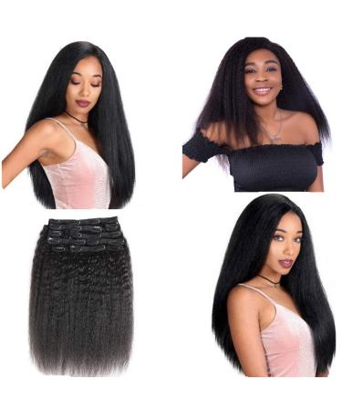 YAMI Kinky Straight 100% Remy Human Hair Extensions - 10 Inch Clip Ins for Women - Black Yaki Straight Real Hair - 120g/10pcs - Buy Online on GoSupps.com