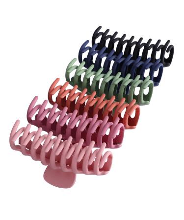 6Pcs 4 Inch Matte Big Hair Claw Clips  Large Nonslip Claw Hair Clips Strong Hold Thick Hair for Women and Grils(6 Colors Available)