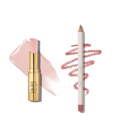 LAURA GELLER Lip Color & Liner Lip Kit | Jelly Balm Hydrating Tinted Lip Balm Sheerly Amazing + Marble Lips Multidimensional Liner Poetic Pink