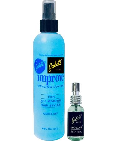 Gabel's Styling Lotion Hair Spray Set - Quick Set Blue-Light Hold (8oz) and Green-Super Hold (1oz) - Authentic Direct from Manufacturer Blue 8oz Green 1oz