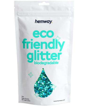 Hemway eco Friendly Biodegable Glitter 100g / 3.5 ounces Bio Cosmetic Safe Sparkle vegan for the face eyeshadow body hair nail and festival makeup - 1/8 "0.125" 3mm - Turquoise Holo
