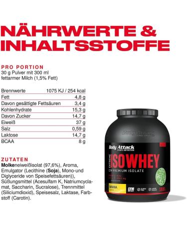 Body Attack Extreme ISO Whey Protein Isolate - Banana Flavor 2 x 1.8 kg Gluten-Free Low Fat 90.6% Protein from 100% Irish Pasture Milk - Buy Online on GoSupps.com