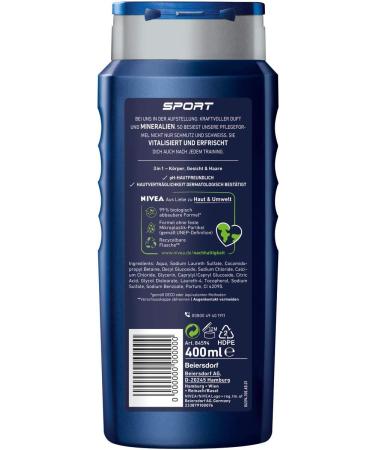 LEVEL MEN NIVEA MEN Sports shower gel 400 ml vitalizing and caring shower gel with minerals refreshing shower for active men - Buy Online on GoSupps.com