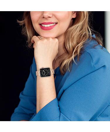 OMIU Thin Band Compatible with Apple Watch - Premium Stainless Steel Metal Replacement Wristband for iWatch 38mm/40mm/41mm - Rose Gold - Adjustable Strap for Women and Men - Buy Online on GoSupps.com