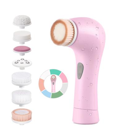 Facial Cleansing Brush Face Scrubber:Electric Exfoliating Spin Cleanser Device Waterproof Cleaning Exfoliation Rotating Spa Machine - Stand Electronic Acne Skin Washer Spinning Tool System Set 1 Pink