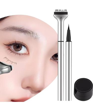 Lower Lash Stamp | Bottom Lashes Stamps Set | 2 In 1 Waterproof Lower Eyelash Stencil Stamp with Eyeliner | Double-Ended Lashes Stamps Eye Makeup Tools for Beginners Black