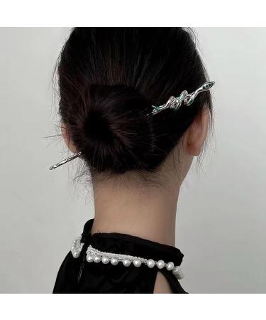 Prosy Green Spirit Snake Hair Clips Vintage Hairpiece Clips Rhinestone Decorative Hair Accessories for Women and Girls (Silver) - Buy Online on GoSupps.com
