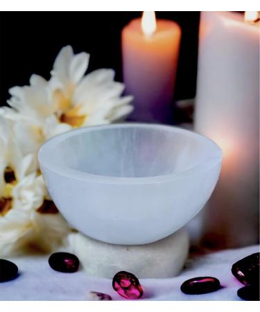 Selenite Round Cleansing Bowl - Handmade 6cm Selenite Stone for Healing, Meditation, and Jewelry Storage - Buy Online on GoSupps.com