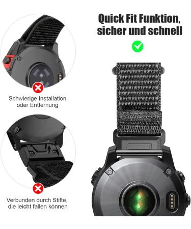 Shop 22mm Black Nylon Bracelet for Garmin Fenix 7/6 Pro/5 Velcro Strap for Epix 2/Forerunner 945/955 - Ultralight & Durable - Buy Online on GoSupps.com